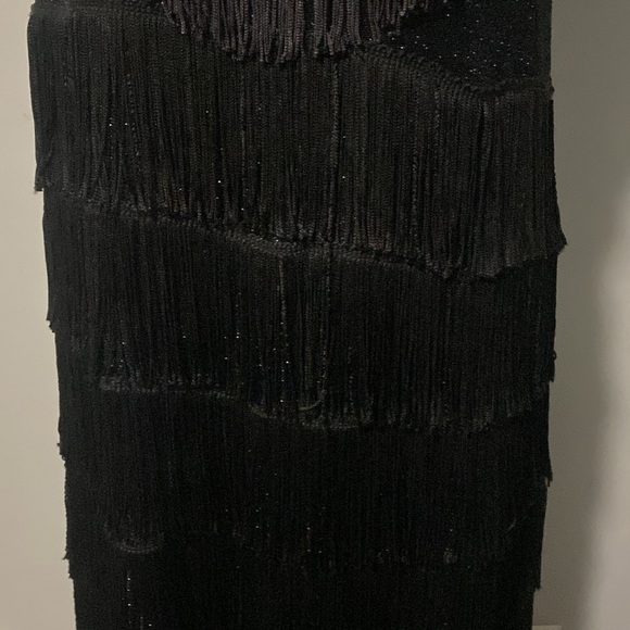 Black Flapper Dress Costume by California Costume Collections L Sparkle Fringe - Picture 3 of 13